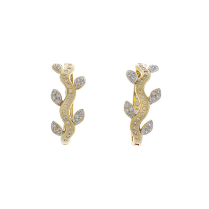 Exclusive 18K Yellow Gold 0.50 Carat Diamond Hoop Earrings — Front View