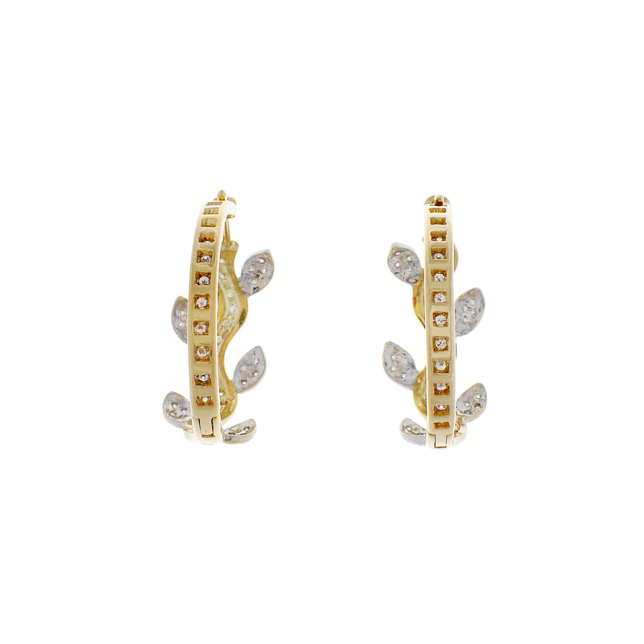 Exclusive 18K Yellow Gold 0.50 Carat Diamond Hoop Earrings — Side View