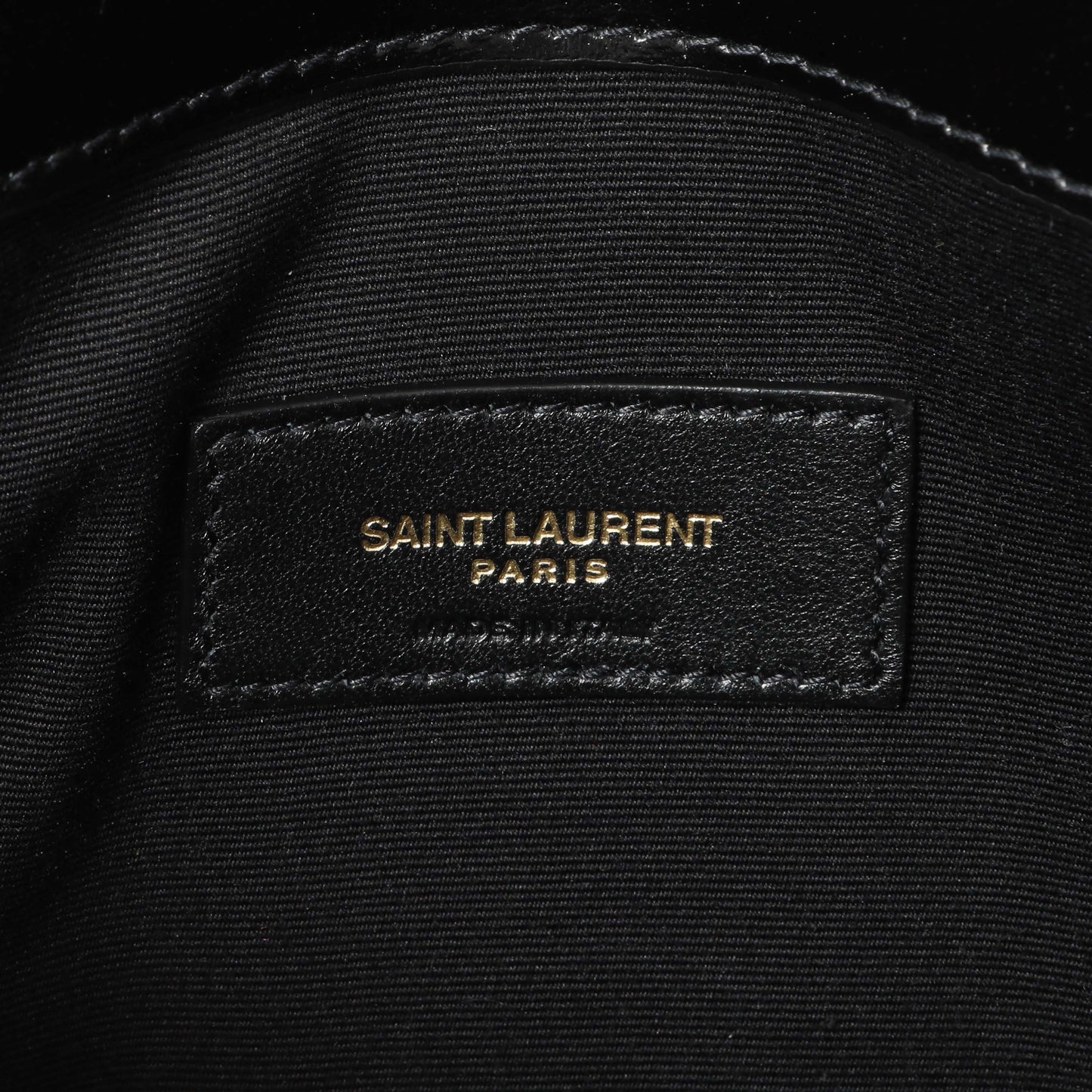 Exclusive Saint Laurent Black Smooth Shiny Calfskin Monogram Uptown Pouch — Detail View