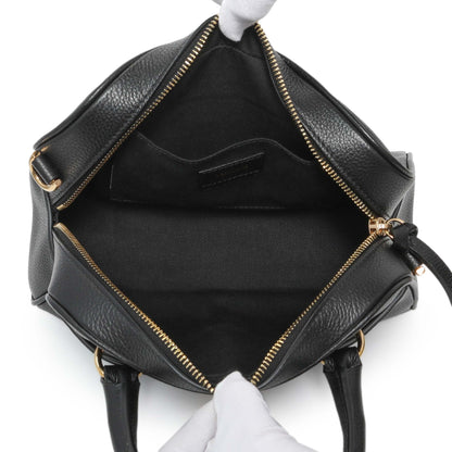 Exclusive Versace Black Grained Calfskin Virtus Small Bowling Bag — Top View