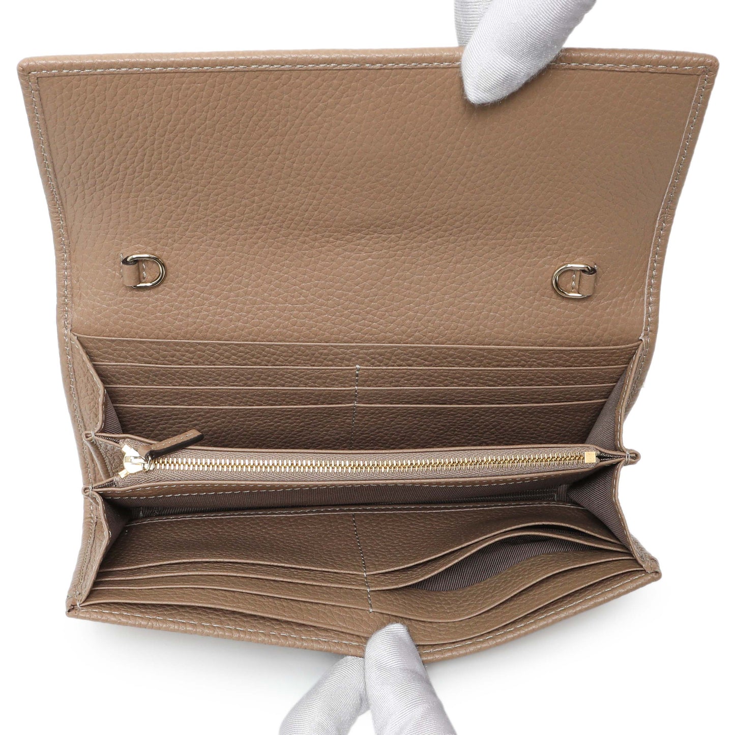 Exclusive Gucci Beige Pebbled Calfskin Jackie 1961 Chain Wallet — Top View