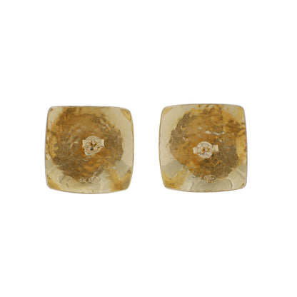 Exclusive 14K Yellow Gold Hammer Finished Earrings — Side View