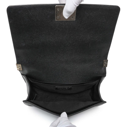 Exclusive Chanel Black Chevron Quilted Caviar Medium Boy Flap — Alternate View 8