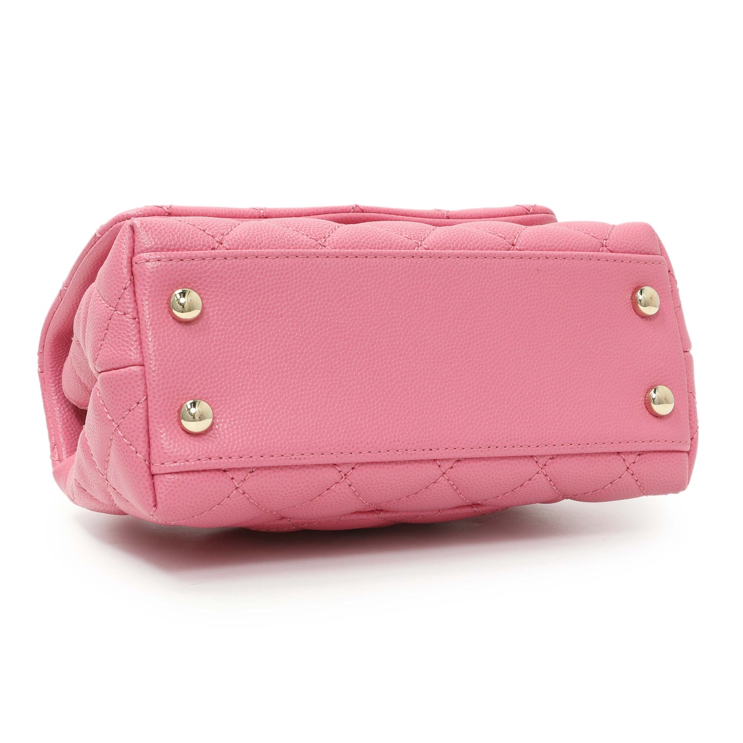 Exclusive Chanel Pink Caviar Quilted Extra Mini Coco Handle Flap — Back View
