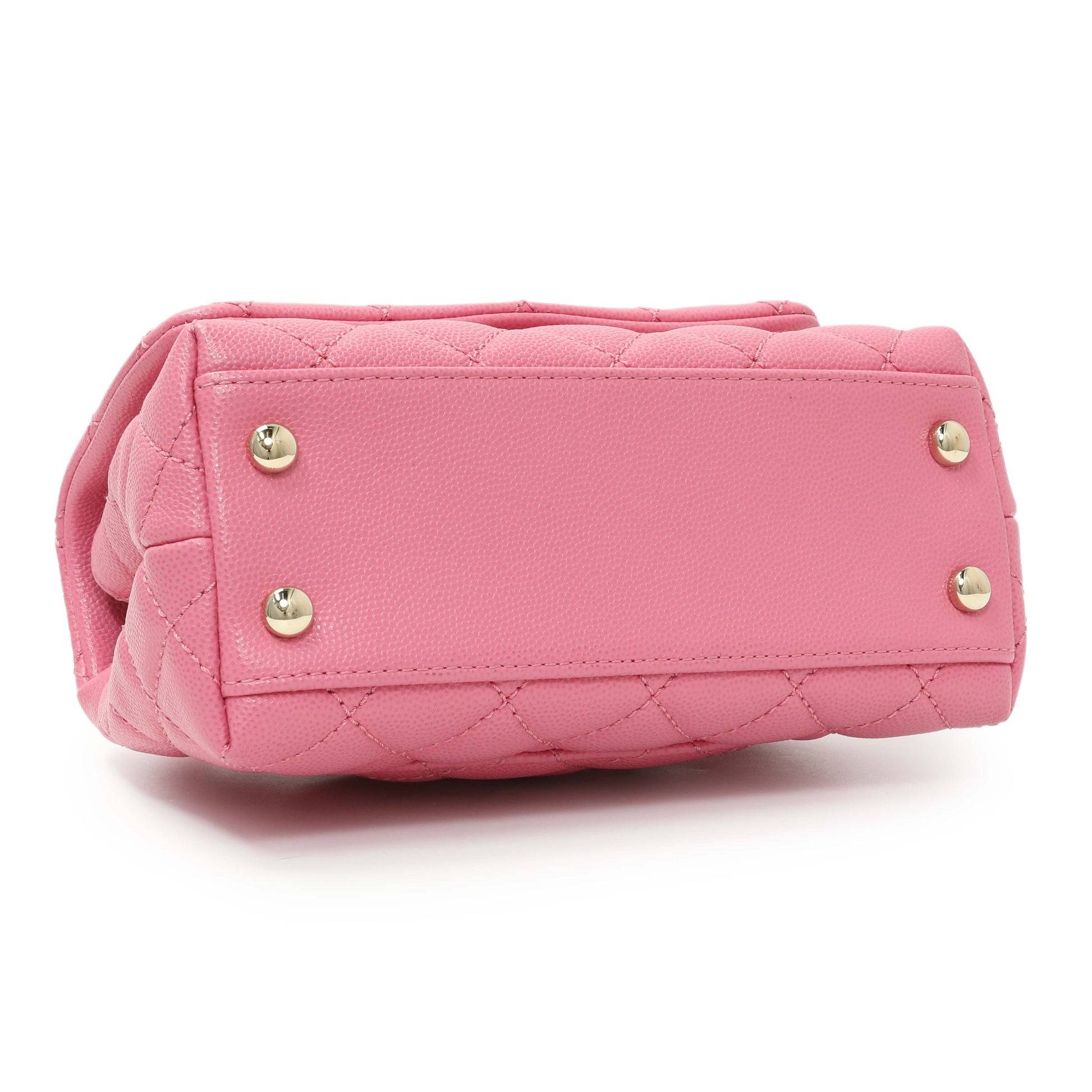 Exclusive Chanel Pink Caviar Quilted Extra Mini Coco Handle Flap — Back View