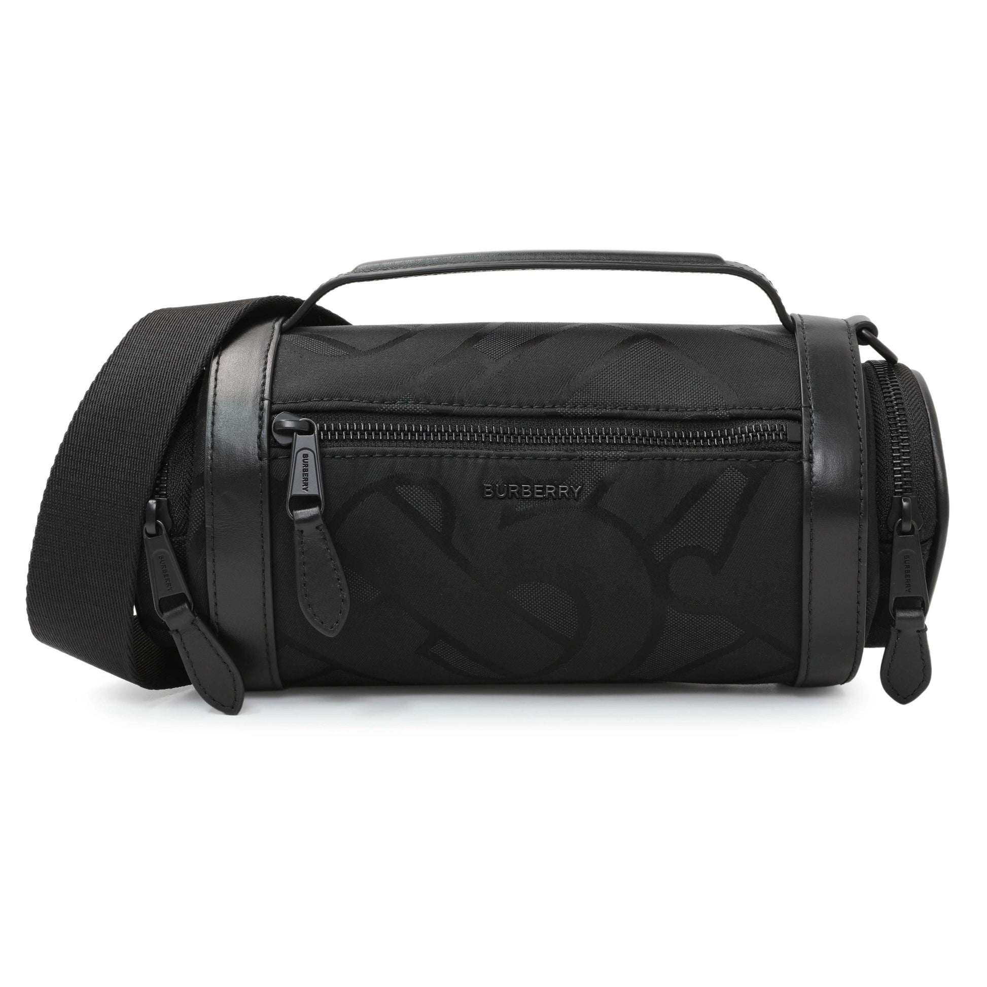 Exclusive Burberry Black Jacquard Logo TB Sound Bag — Front View
