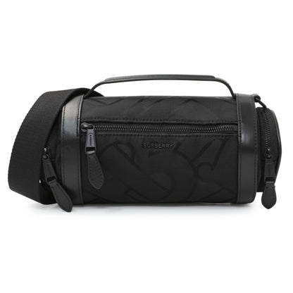 Exclusive Burberry Black Jacquard Logo TB Sound Bag — Front View