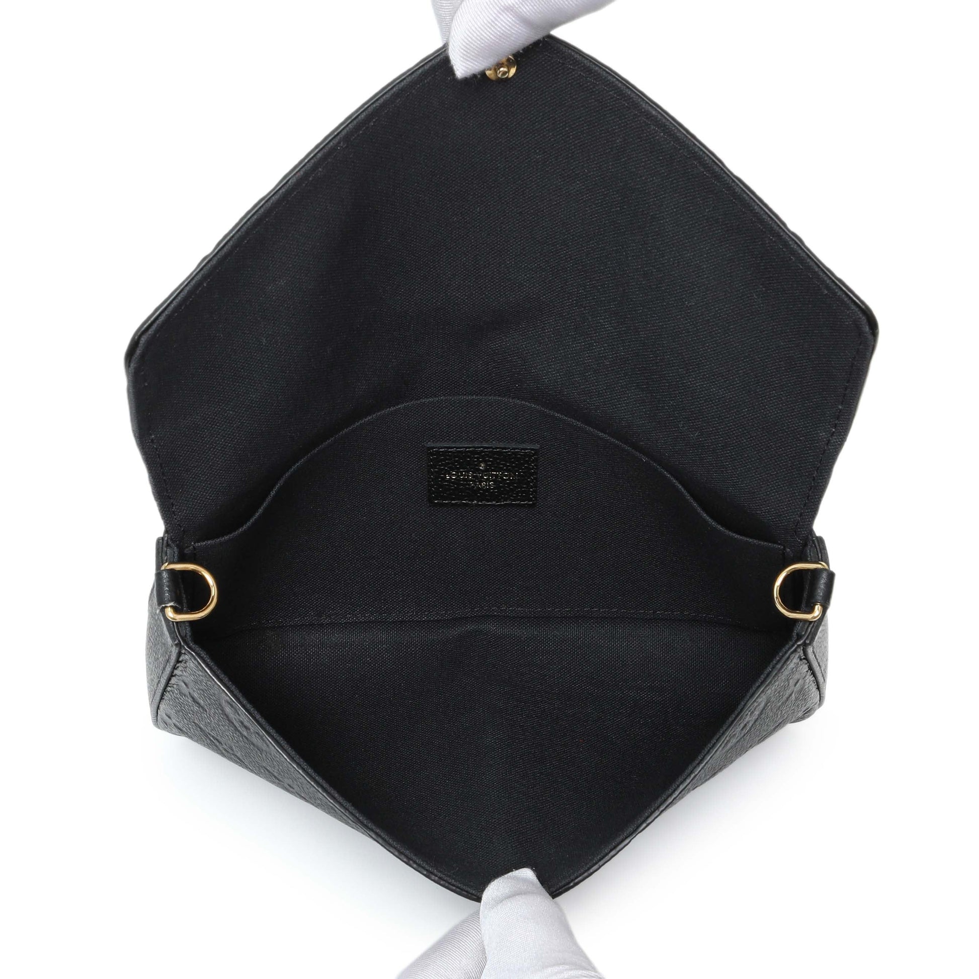 Exclusive Louis Vuitton Black Empreinte Pochette Felicie Chain Wallet — Top View