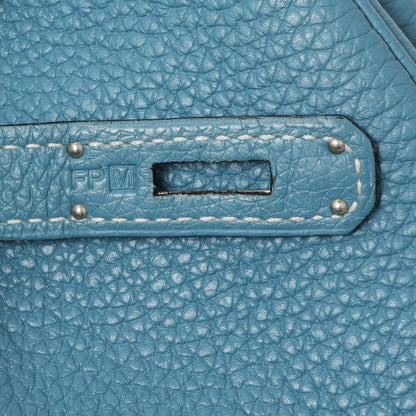 Exclusive Hermes Blue Jean Clemence Birkin 35 — Alternate View 10