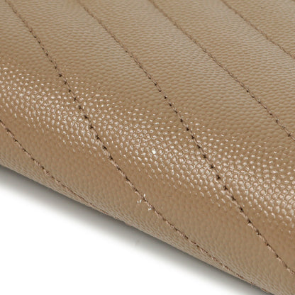 Exclusive Saint Laurent Dark Beige Grain De Poudre Matelasse Chevron Monogram Cassandre Flap Pouch — Alternate View 7