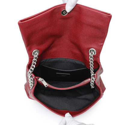 Exclusive Saint Laurent Red Grain De Poudre Medium West Hollywood Monogram Fold-Over — Top View