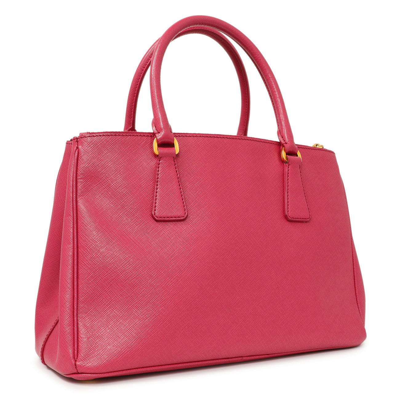Exclusive Prada Pink Saffiano Small Galleria Double Zip Tote — Side View