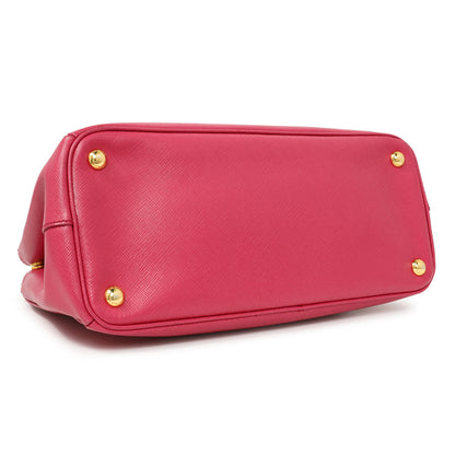 Exclusive Prada Pink Saffiano Small Galleria Double Zip Tote — Back View