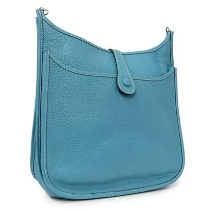 Exclusive Hermes Blue Jean Clemence Evelyne II GM — Side View
