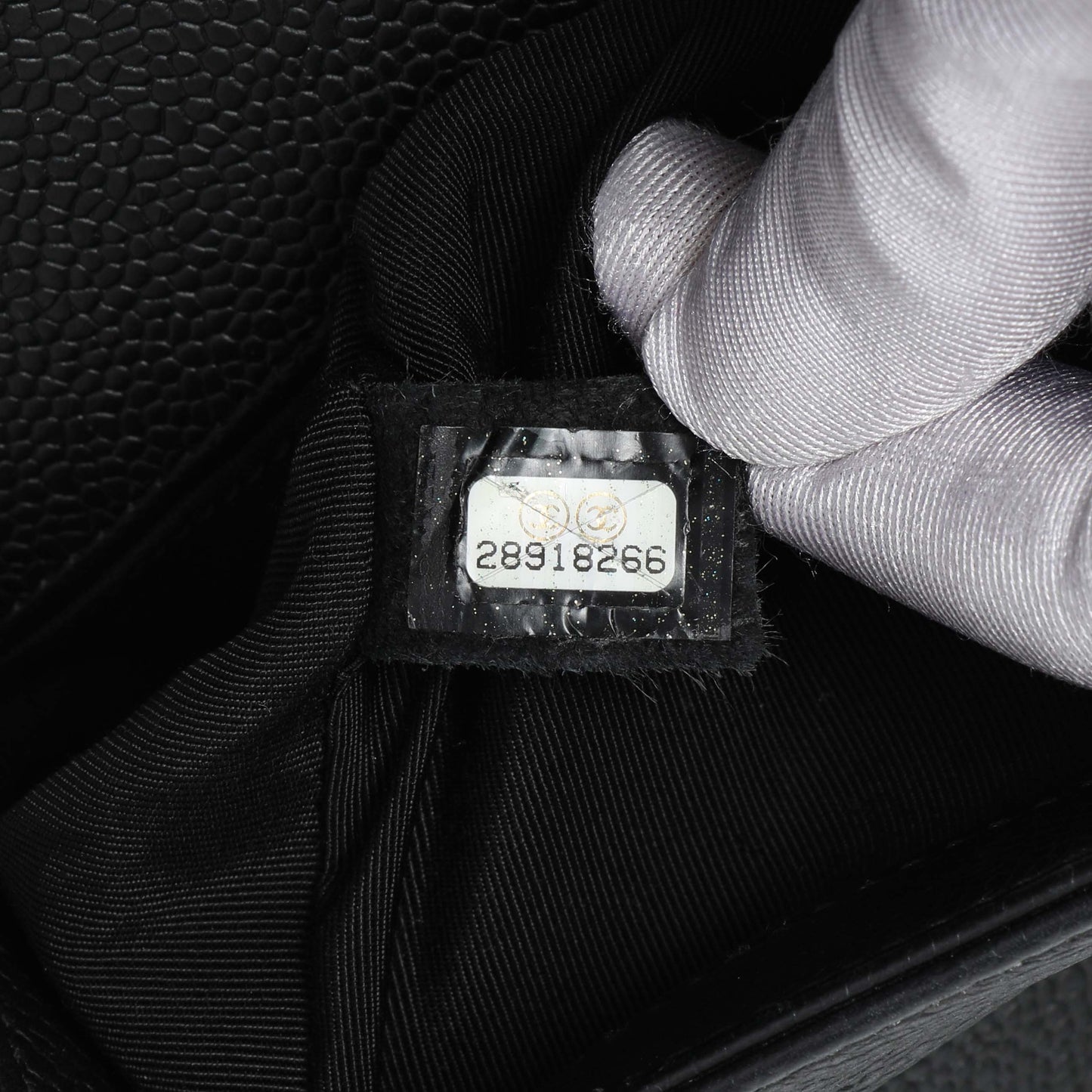 Exclusive Chanel Black Chevron Quilted Caviar Medium Boy Flap — Alternate View 10
