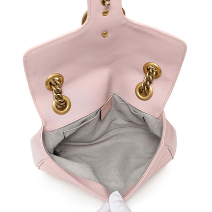 Exclusive Gucci Pink Calfskin Mini GG Marmont Shoulder Bag — Detail View