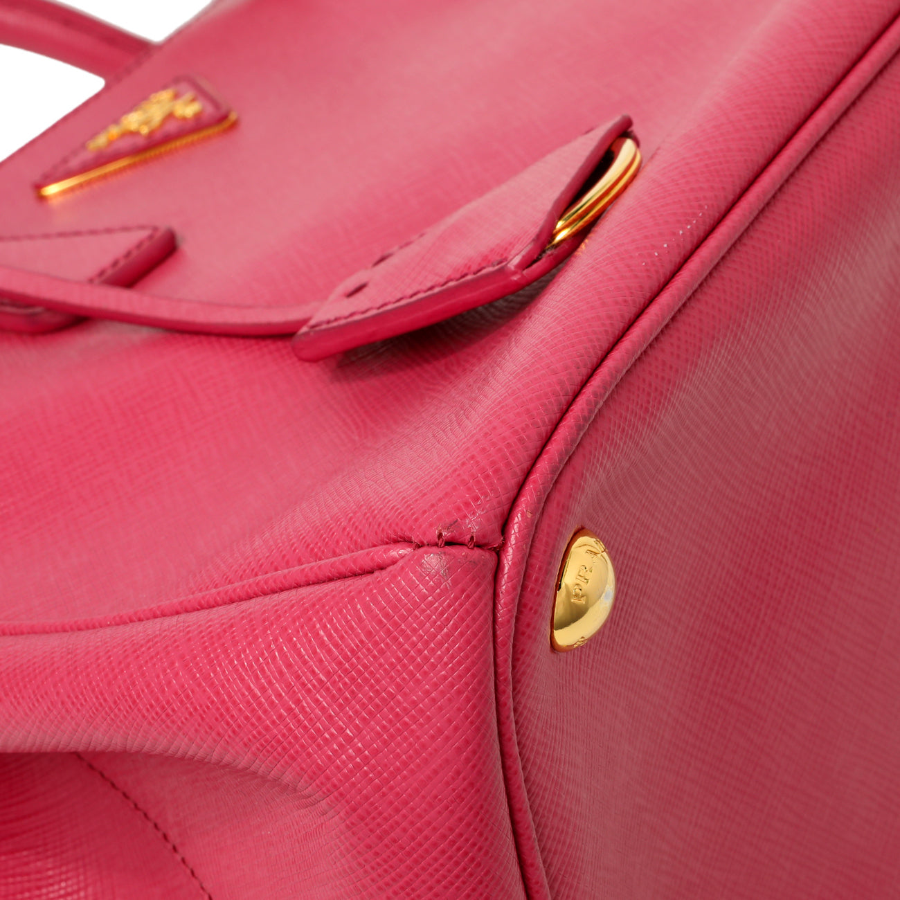 Exclusive Prada Pink Saffiano Small Galleria Double Zip Tote — Top View