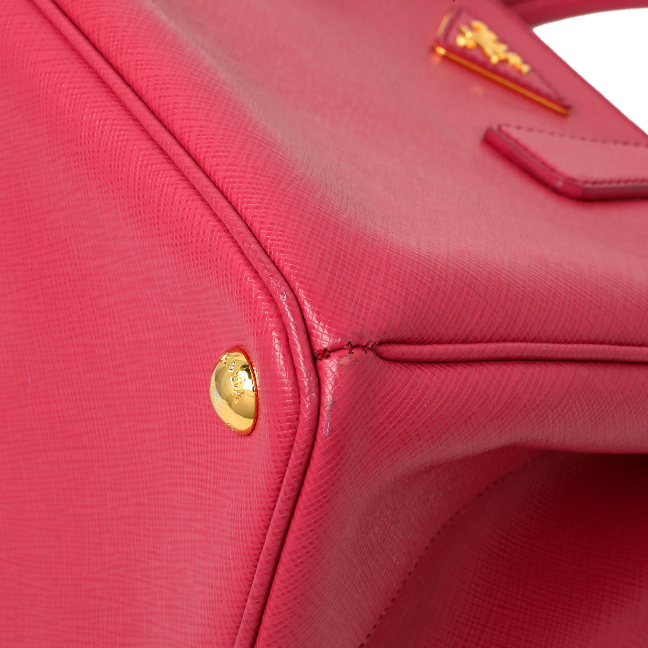 Exclusive Prada Pink Saffiano Small Galleria Double Zip Tote — Detail View