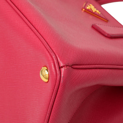 Exclusive Prada Pink Saffiano Small Galleria Double Zip Tote — Detail View