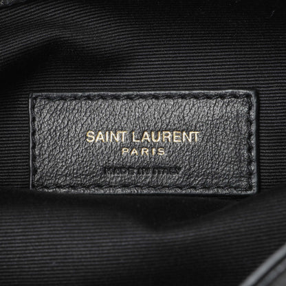 Exclusive Saint Laurent Black Lambskin Matelasse Monogram Joe Nano Bucket Bag — Detail View