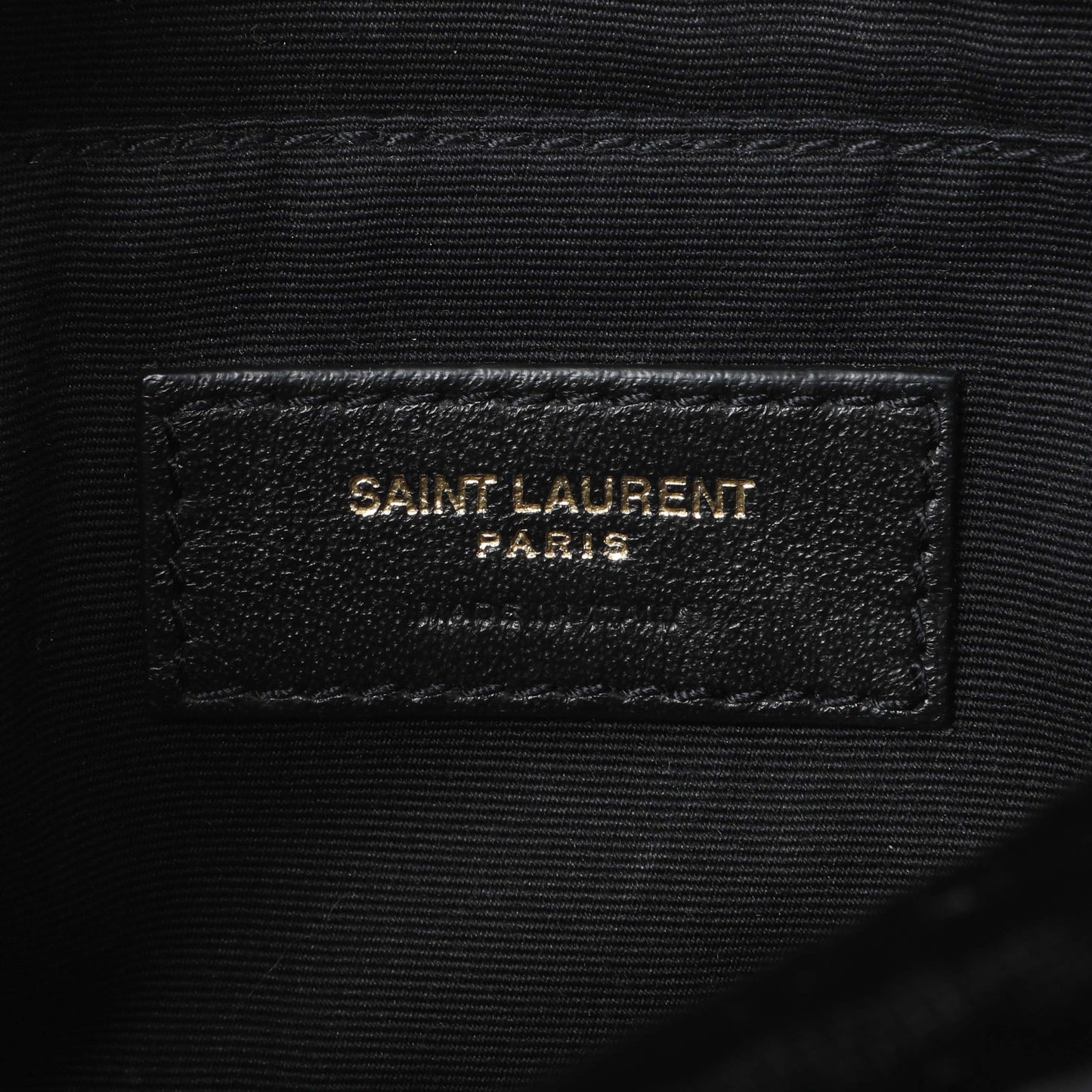 Exclusive Saint Laurent Black Velvet Lou Belt Bag — Detail View