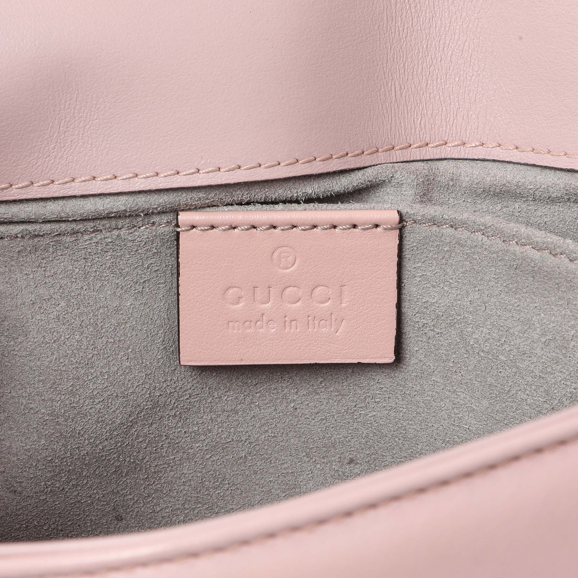 Exclusive Gucci Pink Calfskin Mini GG Marmont Shoulder Bag — Lifestyle View