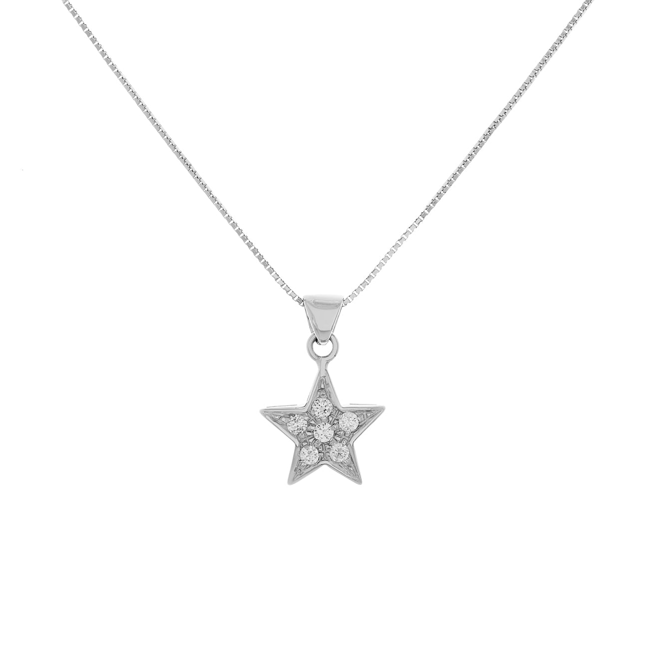 Exclusive 18K White Gold 0.30 Carat Diamond Star Pendant — Front View