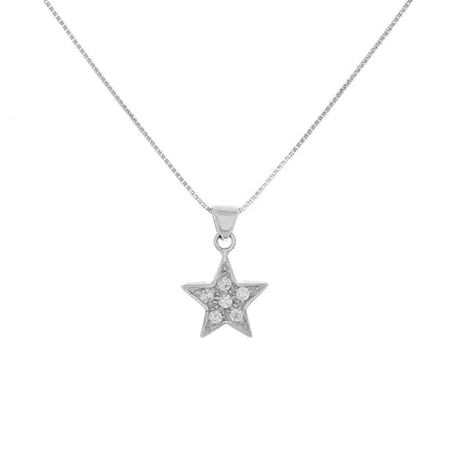 Exclusive 18K White Gold 0.30 Carat Diamond Star Pendant — Front View
