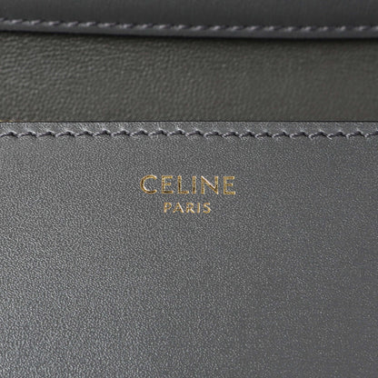 Exclusive Celine Grey Smooth Calfskin Medium Classic Box Flap — Detail View