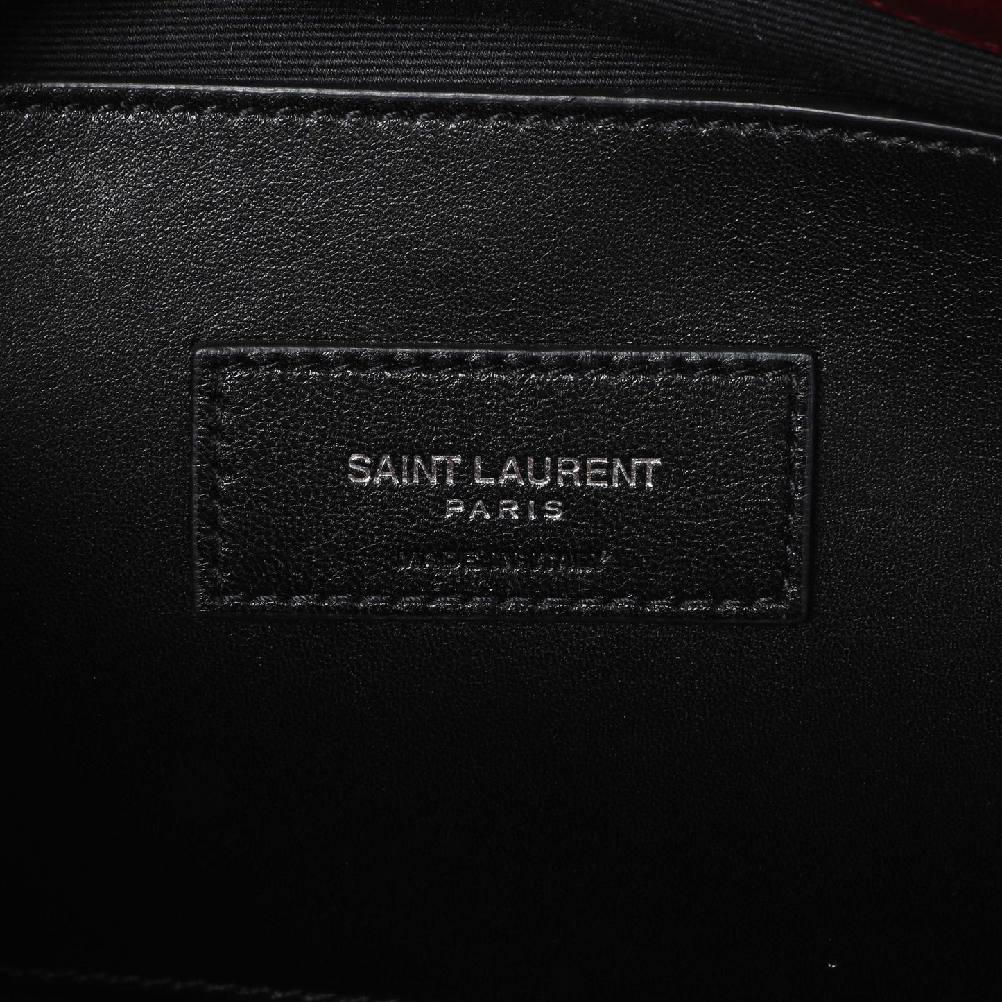 Exclusive Saint Laurent Red Grain De Poudre Medium West Hollywood Monogram Fold-Over — Detail View