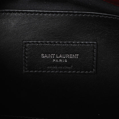 Exclusive Saint Laurent Red Grain De Poudre Medium West Hollywood Monogram Fold-Over — Detail View