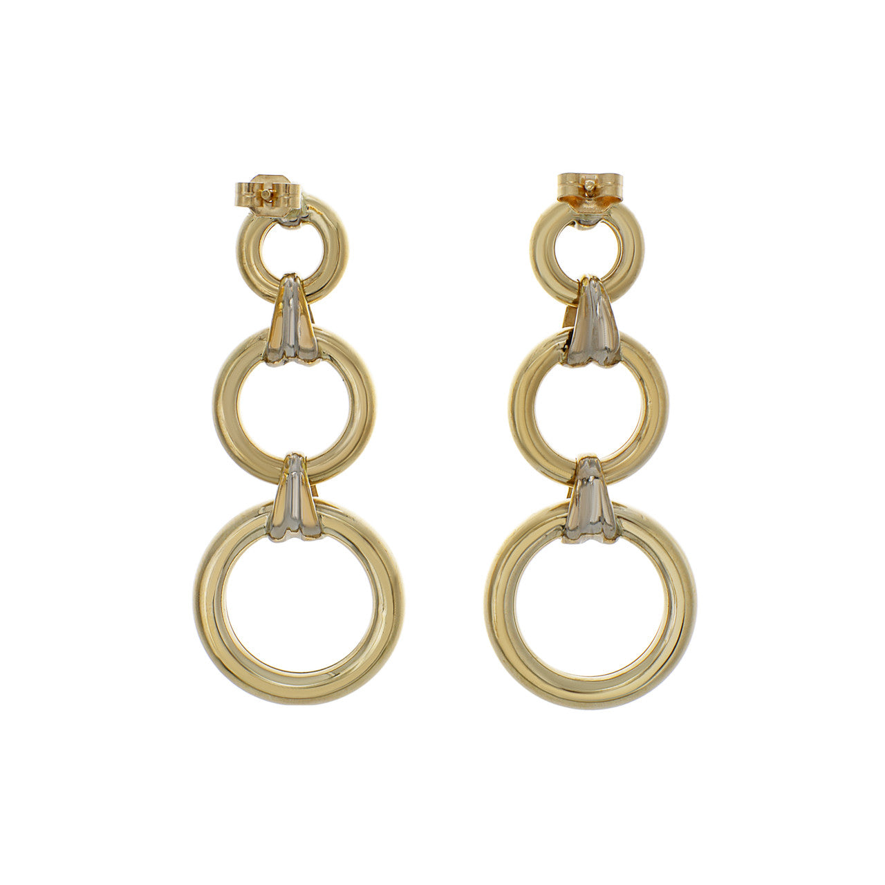 Exclusive 14K Yellow/White Gold Hoop Drop Earrings — Side View
