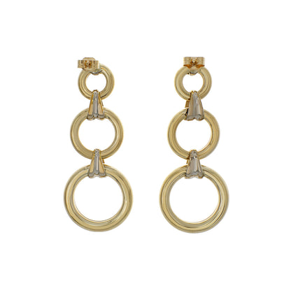 Exclusive 14K Yellow/White Gold Hoop Drop Earrings — Side View