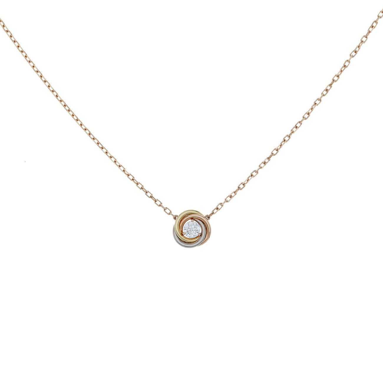 Exclusive Cartier 18K Diamond Trinity Pendant Necklace — Front View