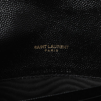 Exclusive Saint Laurent Black Grain De Poudre Matelasse Chevron Monogram Envelope Chain Wallet — Alternate View 9