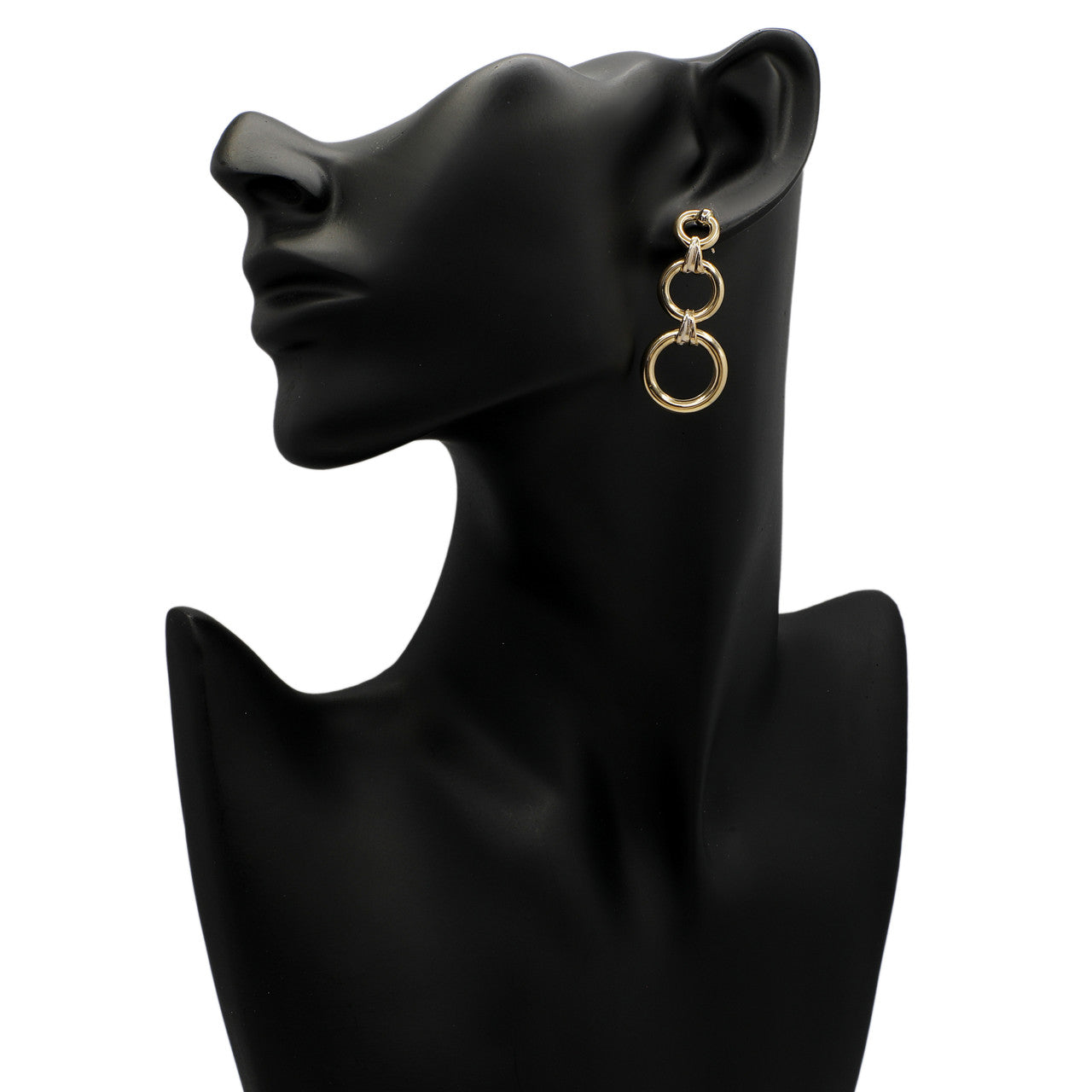 Exclusive 14K Yellow/White Gold Hoop Drop Earrings — Back View