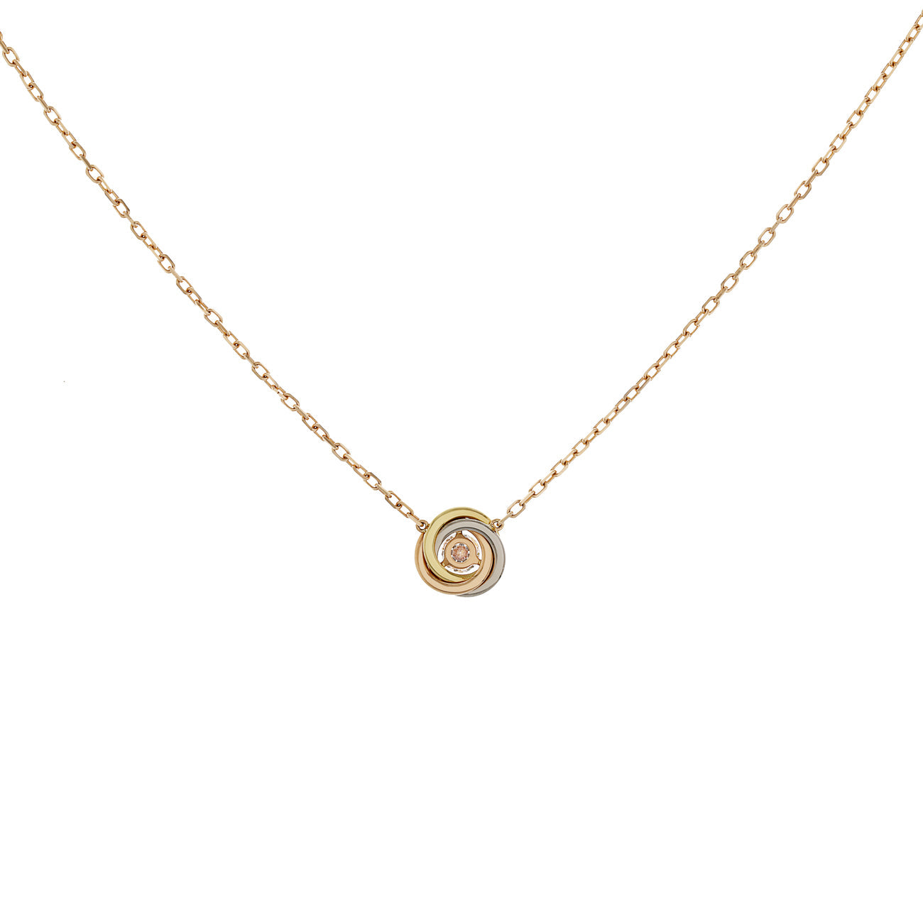 Exclusive Cartier 18K Diamond Trinity Pendant Necklace — Side View