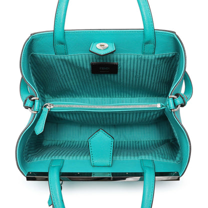 Exclusive Fendi Teal Vitello Elite Petite 2Jours Tote — Top View