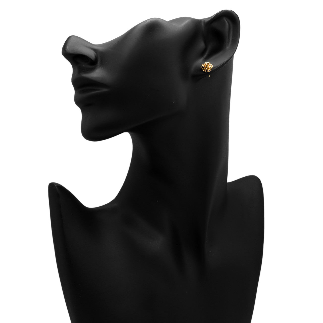 Exclusive 18K Yellow Gold Flower Earrings — Side View
