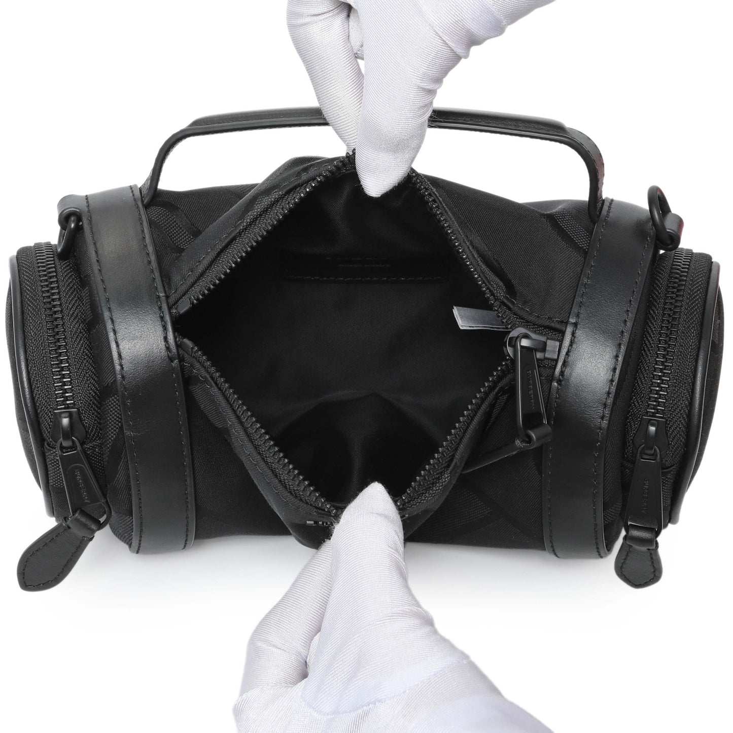 Exclusive Burberry Black Jacquard Logo TB Sound Bag — Top View