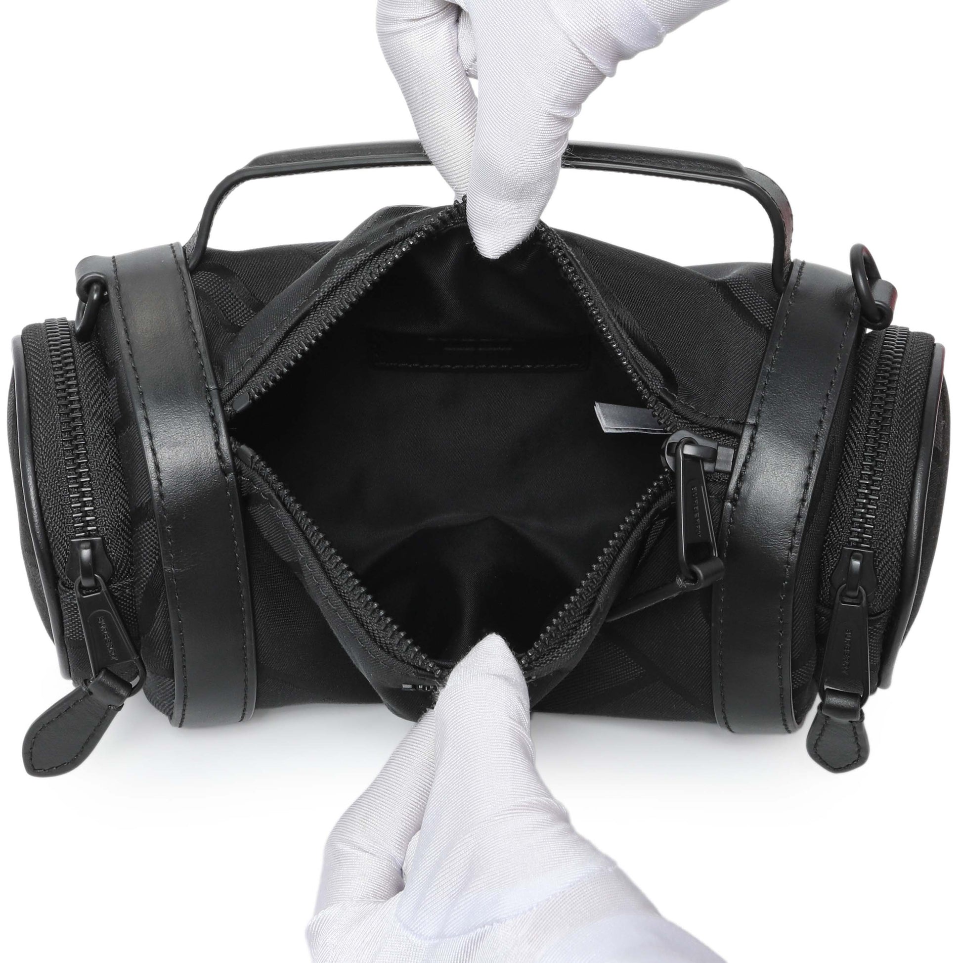 Exclusive Burberry Black Jacquard Logo TB Sound Bag — Top View