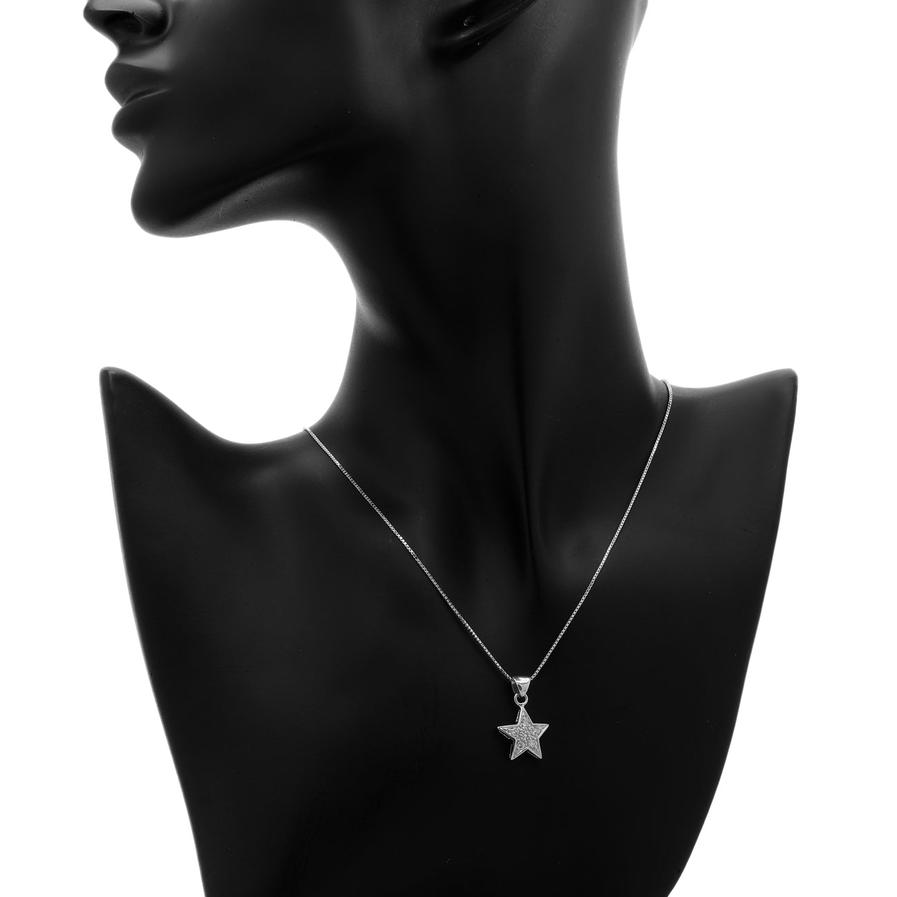 Exclusive 18K White Gold 0.30 Carat Diamond Star Pendant — Back View