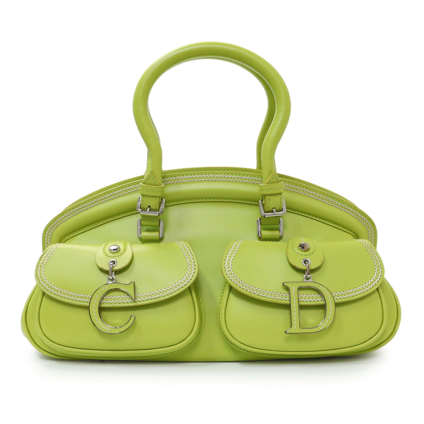 Exclusive Christian Dior Green Calfskin Medium Detective Satchel — Front View