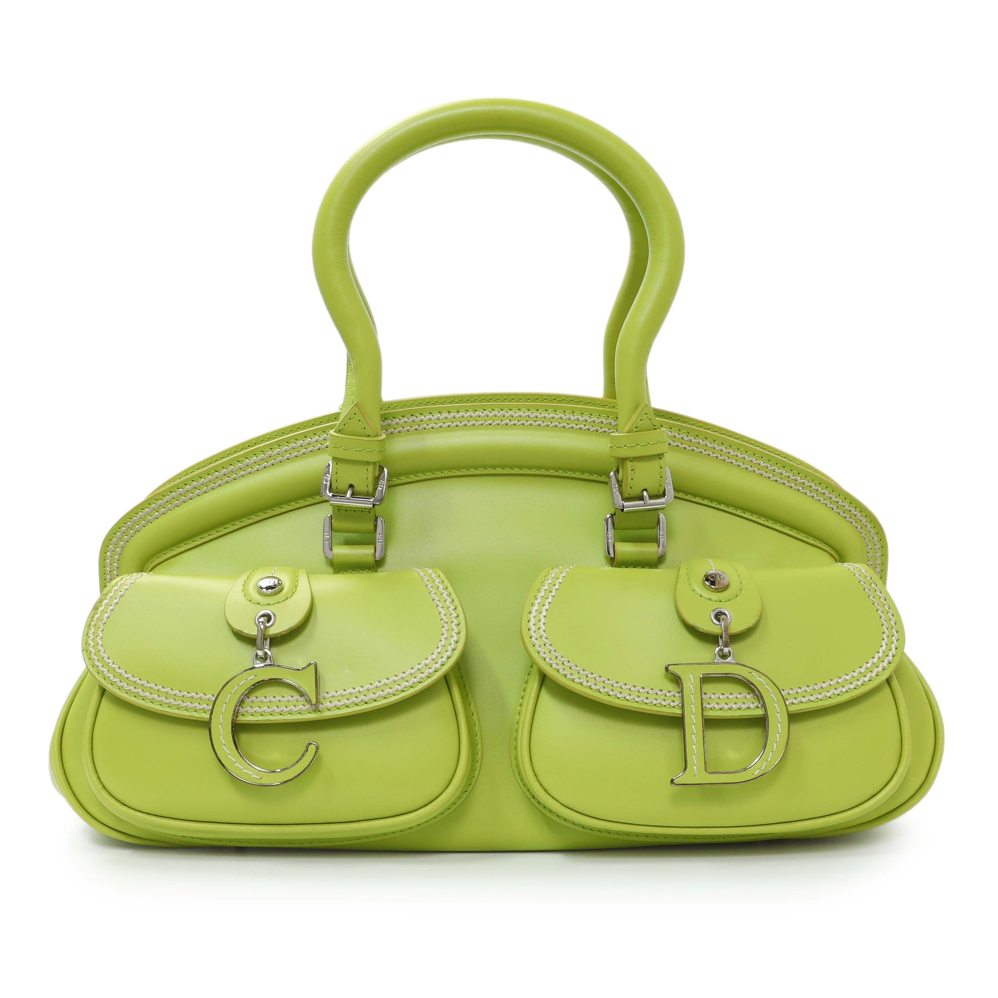 Exclusive Christian Dior Green Calfskin Medium Detective Satchel — Front View