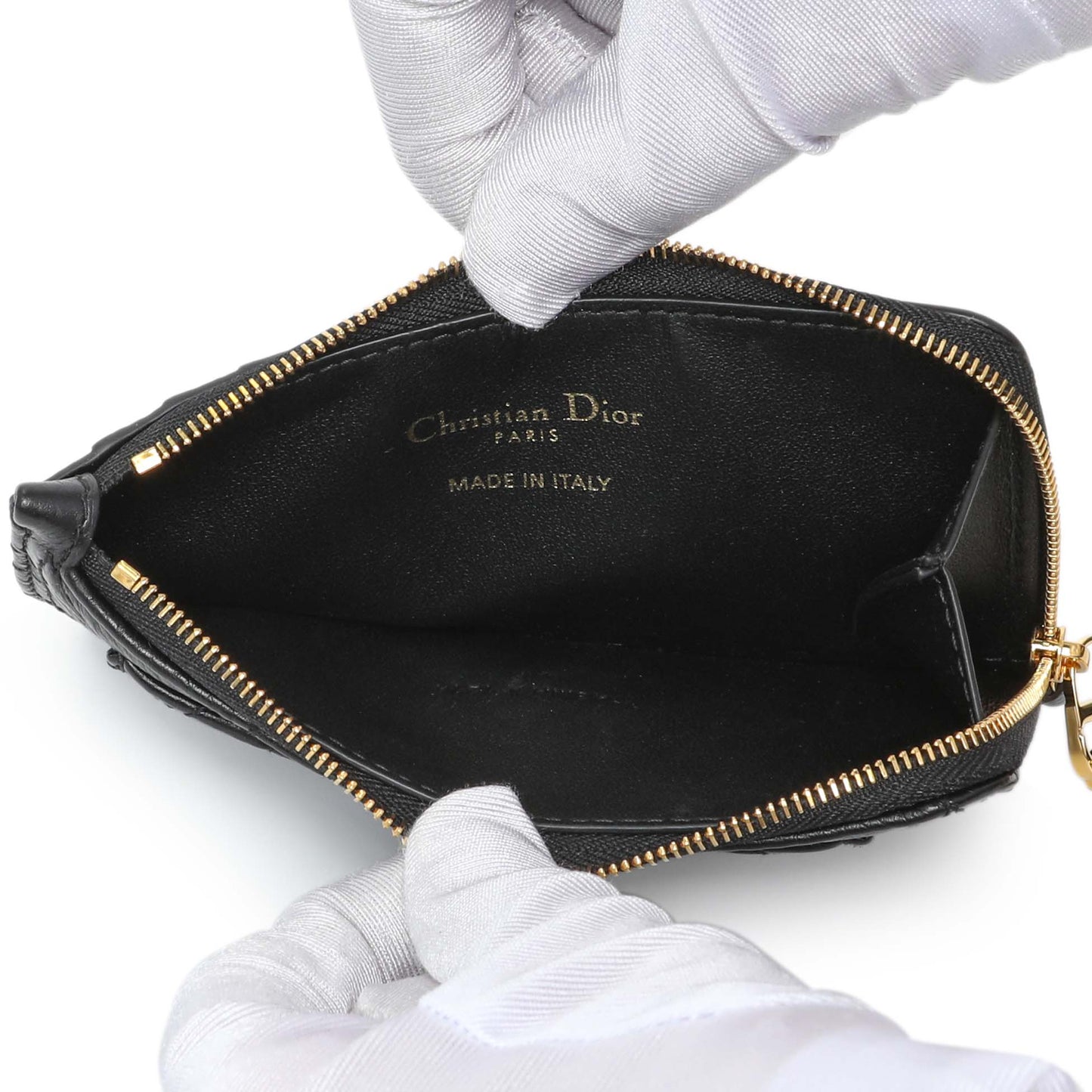 Exclusive Christian Dior Supple Calfskin Cannage Lady Dior Cosmos Zipped Card Holder — Top View