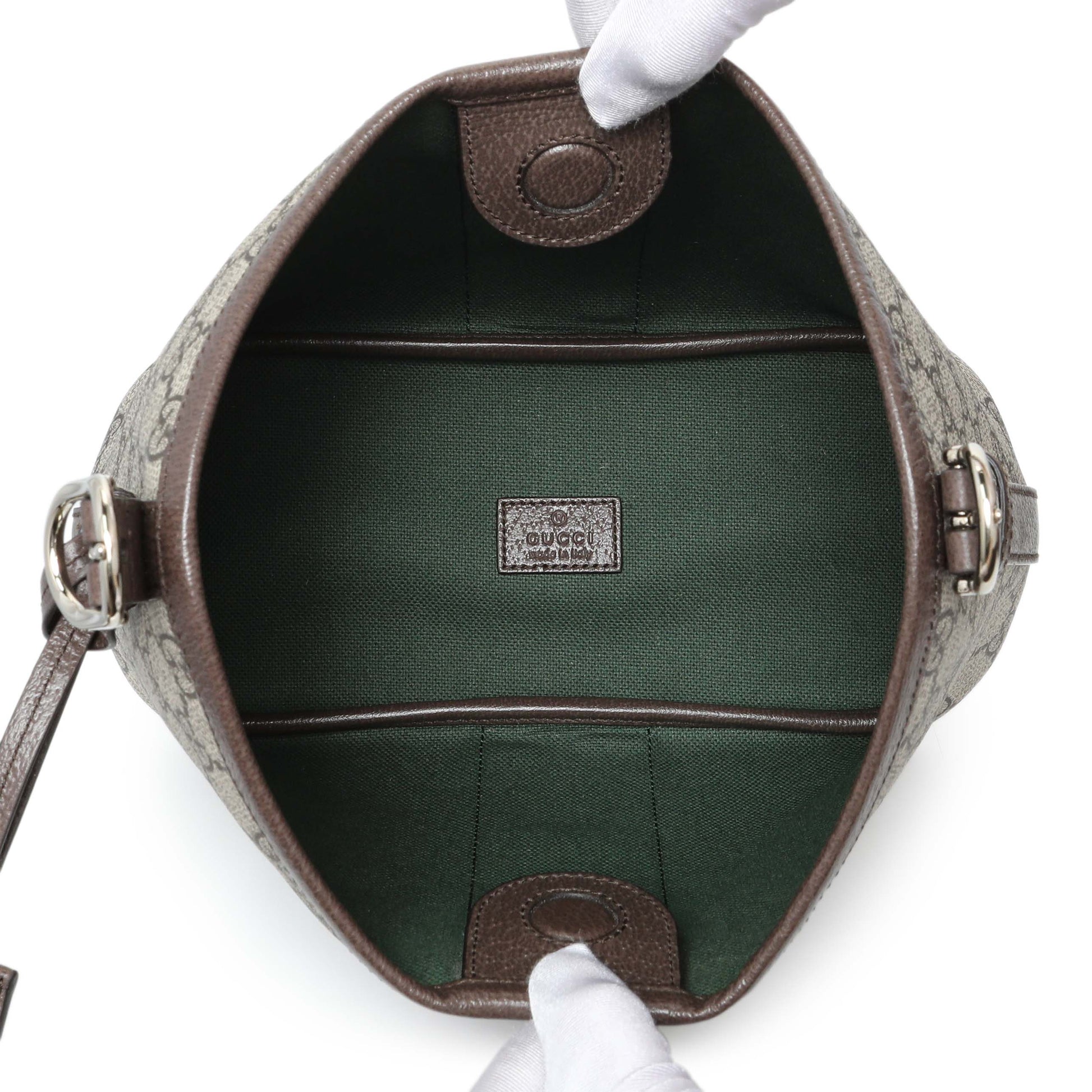 Exclusive Gucci GG Supreme Monogram Ophidia Small Shoulder Bag — Detail View