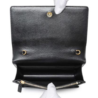 Exclusive Saint Laurent Black Calfskin Monogram Sunset Chain Wallet — Top View