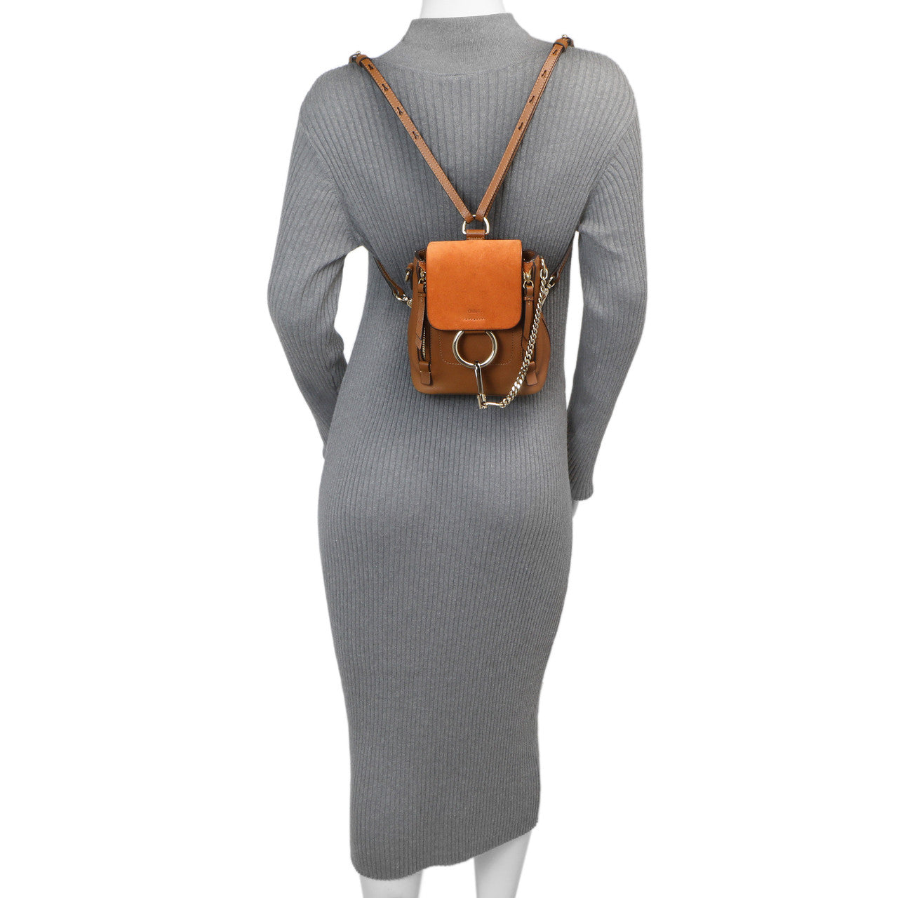 Exclusive Chloe Tan Suede Calfskin Mini Faye Backpack — Alternate View 12