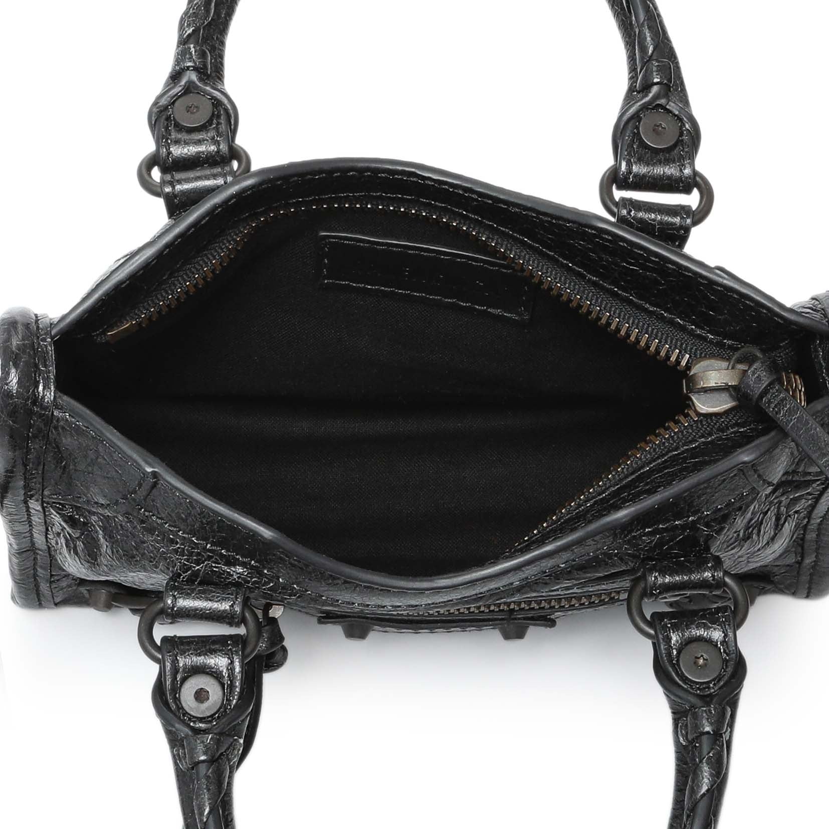 Exclusive Balenciaga Black Agneau Classic Hardware Nano City — Alternate View 8
