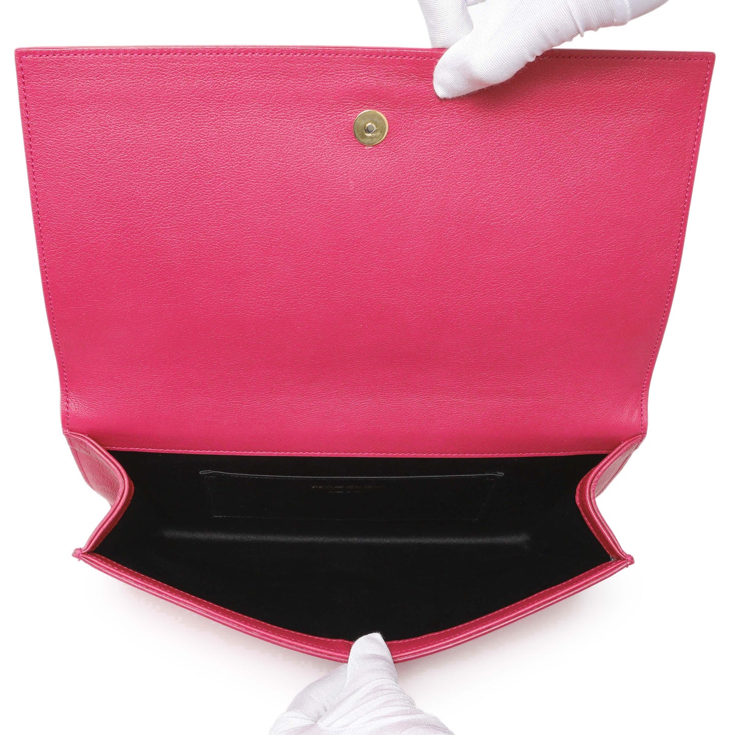 Exclusive Saint Laurent Fuchsia Calfskin Monogram Large Belle De Jour Clutch — Top View